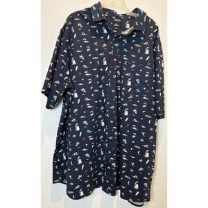 O’Neill Men’s Navy Nautical Short Sleeve Button Down Shirt Size 2XLT